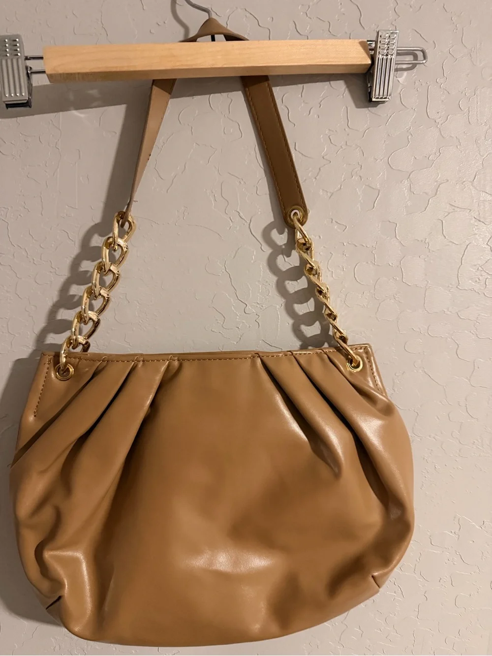 Kendall & Kylie Camel Shoulder Bag with Gold Chain Straps